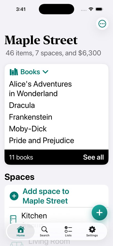 1.0 Home at a larger size: the Books card switches to a readable list of titles.