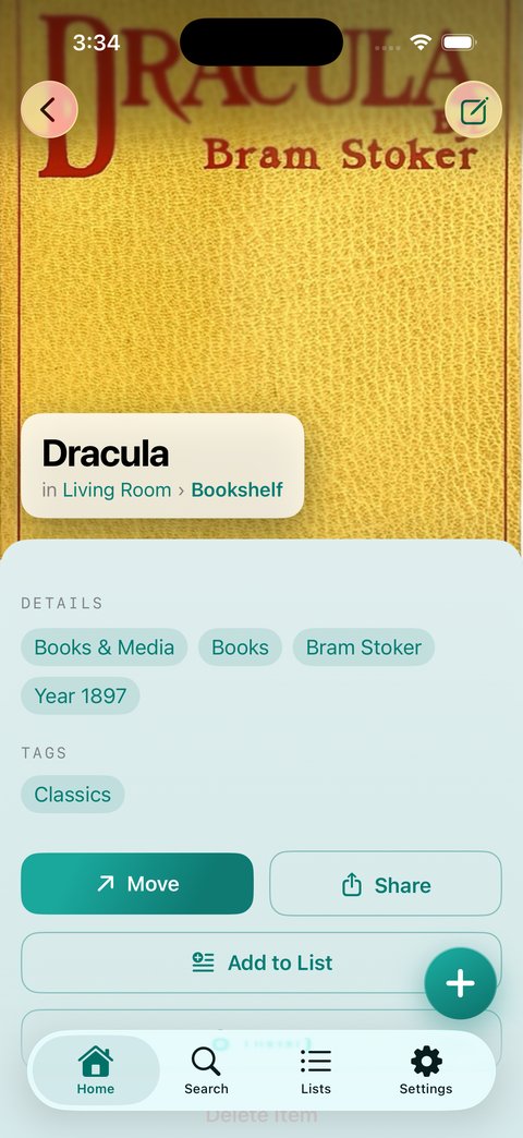 Previous build, Dracula at the default size: path, details, tags, and Move beside Share.