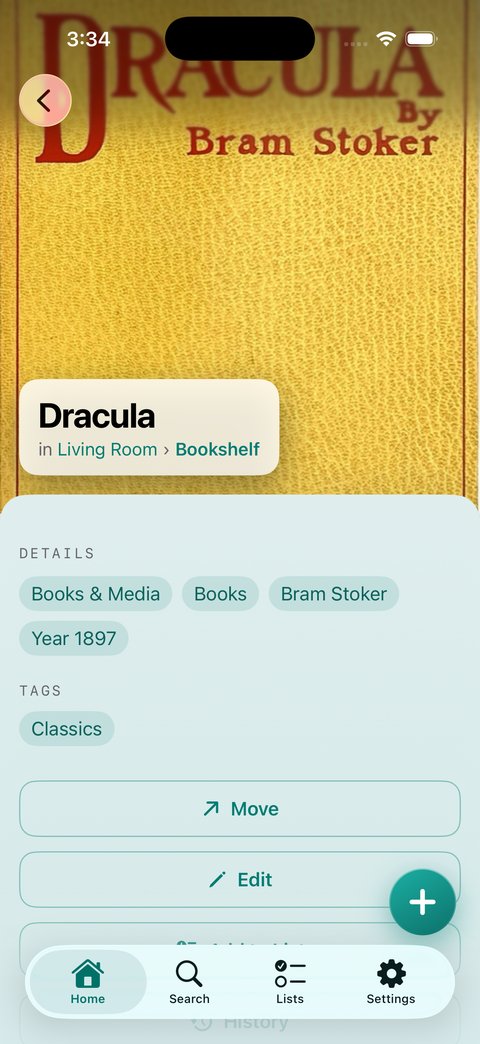 1.0 Dracula at the default size: path, details, tags, and full-width Move and Edit.